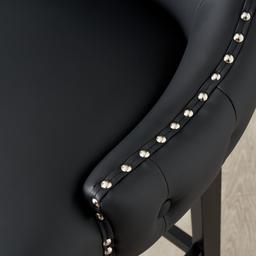 Camille II Black Vegan Leather Bar Stool 