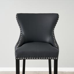 Camille II Black Vegan Leather Bar Stool 