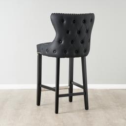 Camille II Black Vegan Leather Bar Stool 
