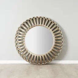 Kali Antique Gold Round Mirror