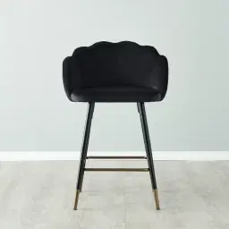 Amber Black Velvet Counter Stool - 64cm