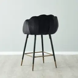 Amber Black Velvet Counter Stool - 64cm