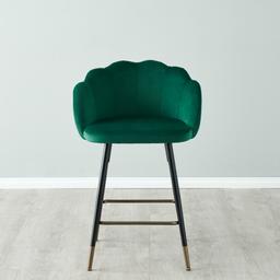 Amber Emerald Green Velvet 64cm Counter Stool