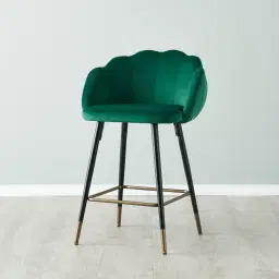 Amber Emerald Green Velvet 64cm Counter Stool
