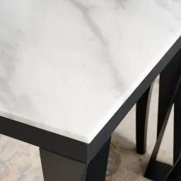 Masa Natural White Marble Dining Table  - Black Legs 200cm