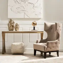 Berdine Beige Velvet Occasional Chair