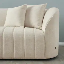 Ava Cream Fabric 3-Seater Sofa