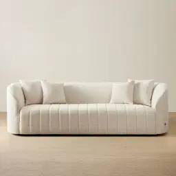 Ava Cream Fabric 3-Seater Sofa