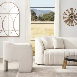 Ava Cream Fabric 2-Seater Sofa