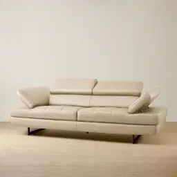 Lennox Almond Cream Leather 3-Seater Sofa