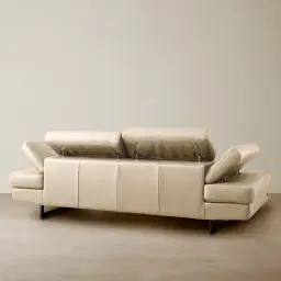 Lennox Almond Cream Leather 3-Seater Sofa