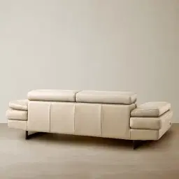 Lennox Almond Cream Leather 3-Seater Sofa