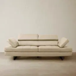 Lennox Almond Cream Leather 3-Seater Sofa