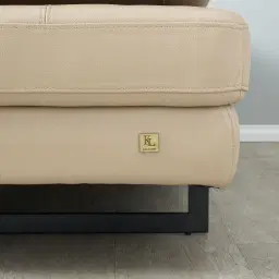 Lennox Almond Cream Leather 3-Seater Sofa