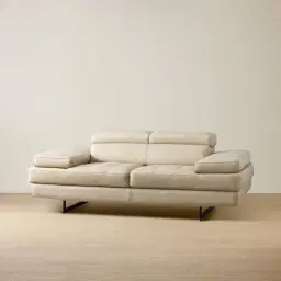 Lennox Almond Cream Leather 2-Seater Sofa