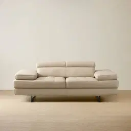 Lennox Almond Cream Leather 2-Seater Sofa