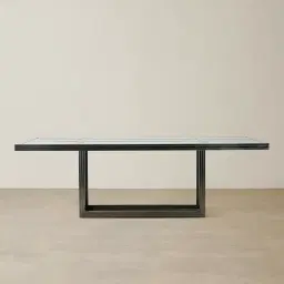 Titus Black Nickel Dining Table - Glass Top