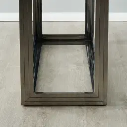 Titus Black Nickel Dining Table - Glass Top