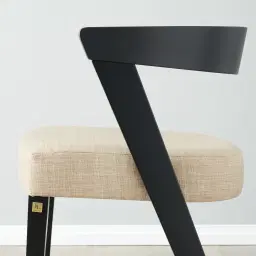 Franco Beige Linen Chair with Black Beech Wood Legs