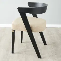 Franco Beige Linen Chair with Black Beech Wood Legs