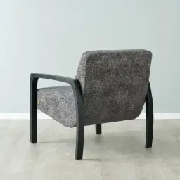 Astrid Distressed Grey Fabric Chair - Black Legs