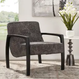 Astrid Distressed Grey Fabric Chair - Black Legs