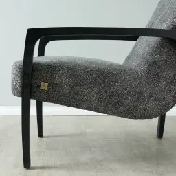 Astrid Distressed Grey Fabric Chair - Black Legs