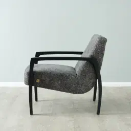 Astrid Distressed Grey Fabric Chair - Black Legs