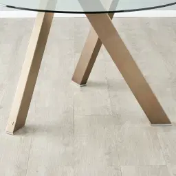 Jutta Glass 120cm Dining Table - Antique Brass Colour Legs