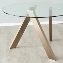 Jutta Glass 120cm Dining Table - Antique Brass Colour Legs