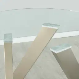 Jutta Glass 120cm Dining Table - Antique Brass Colour Legs