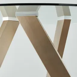 Jutta Glass 120cm Dining Table - Antique Brass Colour Legs