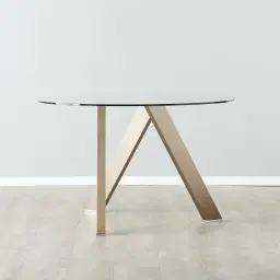 Jutta Glass 120cm Dining Table - Antique Brass Colour Legs