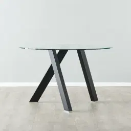 Jutta Glass 120cm Dining Table - Black Legs