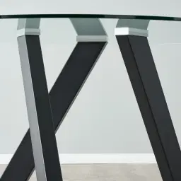Jutta Glass 120cm Dining Table - Black Legs