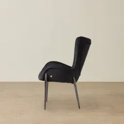 Henry Black Velvet Dining Chair - Black Nickel Legs
