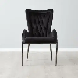 Henry Black Velvet Dining Chair - Black Nickel Legs