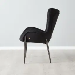 Henry Black Velvet Dining Chair - Black Nickel Legs