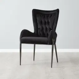 Henry Black Velvet Dining Chair - Black Nickel Legs