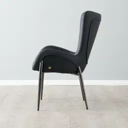 Henry Black Vegan Leather Dining Chair - Black Nickel Legs