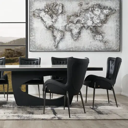 Henry Black Vegan Leather Dining Chair - Black Nickel Legs