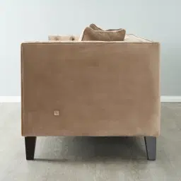 Vogue Beige Velvet 3 Seater Sofa 