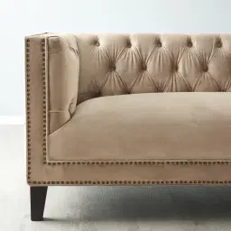 Vogue Beige Velvet 3 Seater Sofa 