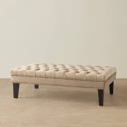Vogue Beige Velvet Ottoman 