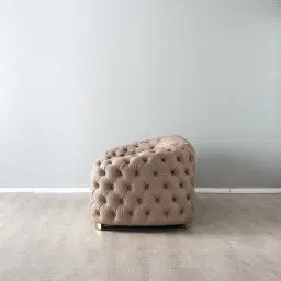 Kelly Beige Vegan Leather 3-Seater Sofa 