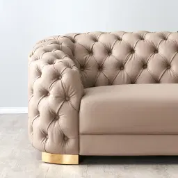 Kelly Beige Vegan Leather 3-Seater Sofa 