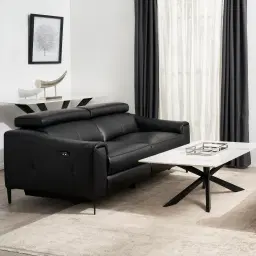 Bruce Black Leather 3-Seater Electric Recliner 