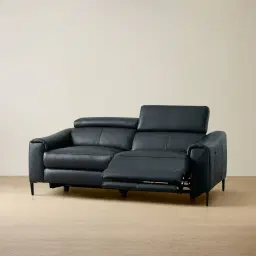 Bruce Black Leather 3-Seater Electric Recliner 