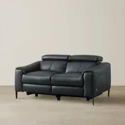Bruce Black Leather 2-Seater Electric Recliner 