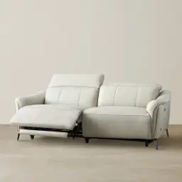 Carolina Cream Leather 3-Seater Electric Recliner 